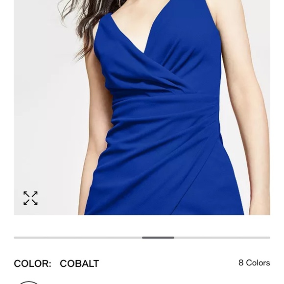 Guess dress small size 4 cobalt royal blue v neck cobalt asymmetrical mini - Picture 3 of 12